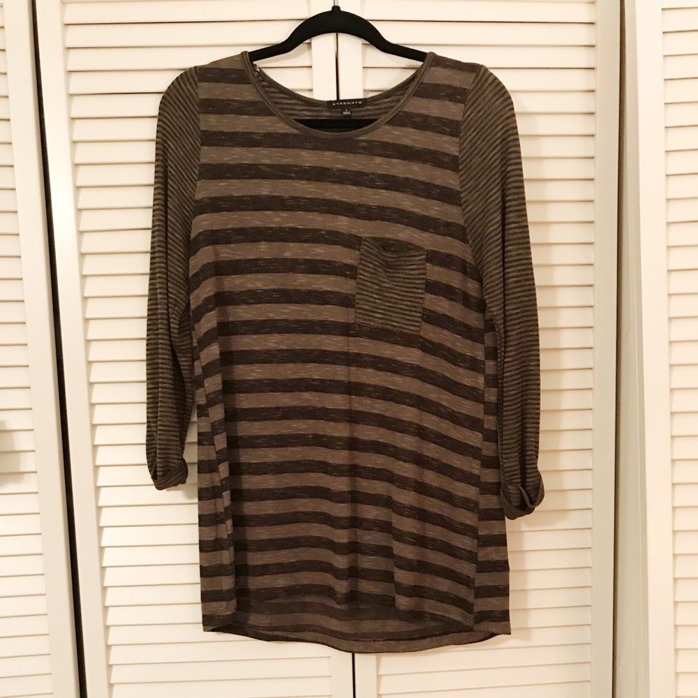 Green and black striped shirt